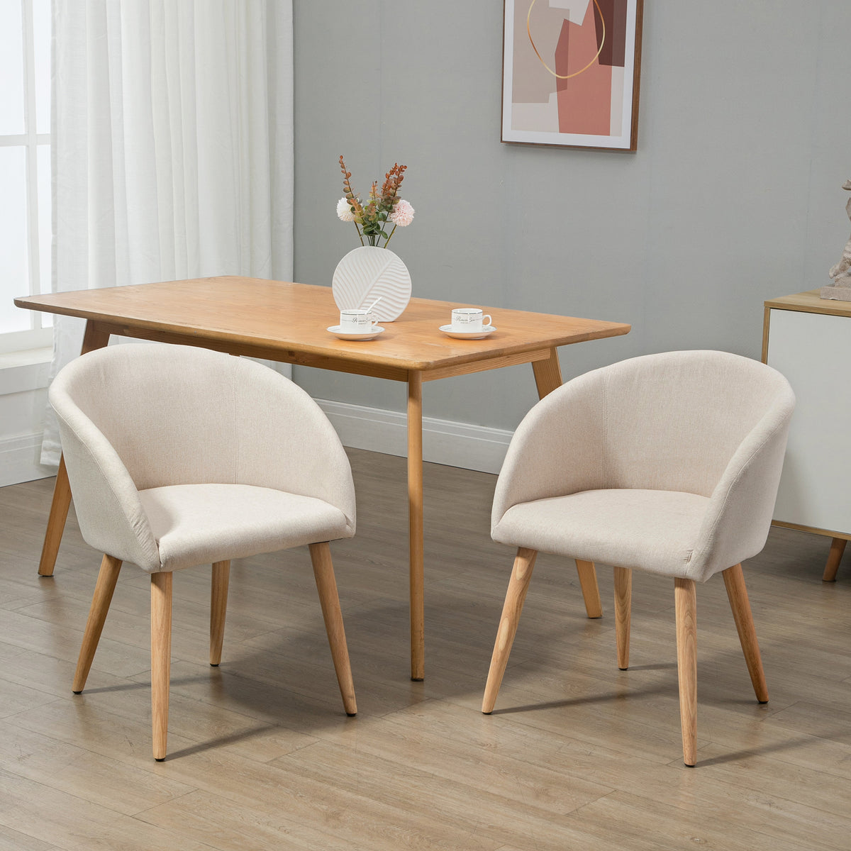 2er-Set Esszimmerstühle Küchenstuhl Skandinavisches Design – Schräg zulaufende Beine Gummibaumholz