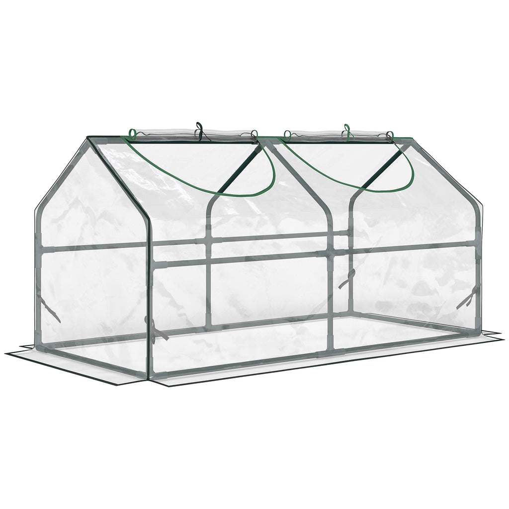Serre de jardin mini serre 2 fenêtres enroulables couverture en PVC 120 x 60 x 60 cm transparent
