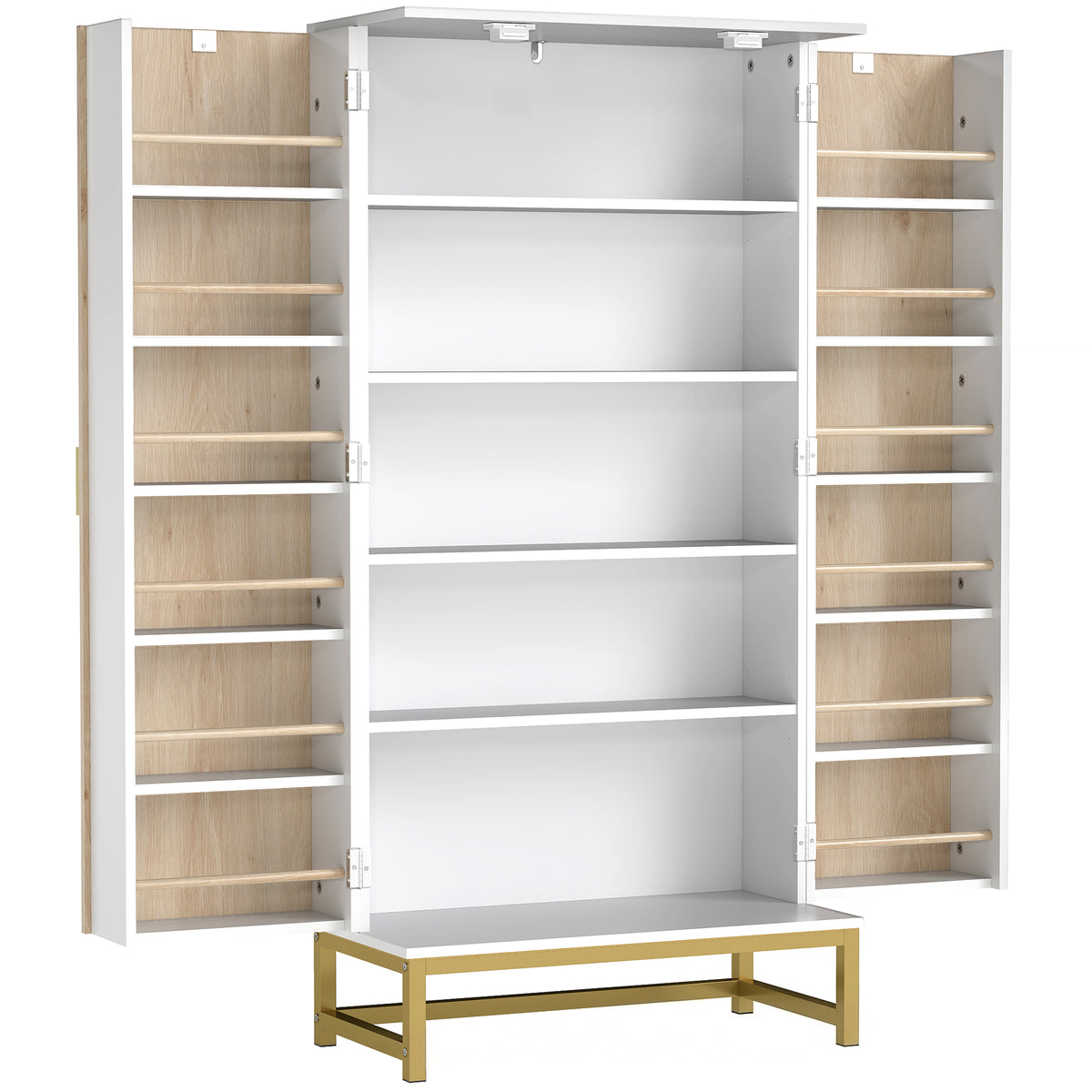 Küchenschrank, Küchenmöbel, Aufbewahrung mit 12 Türen, verstellbaren Regalen, 58x29x119,5cm, weiß