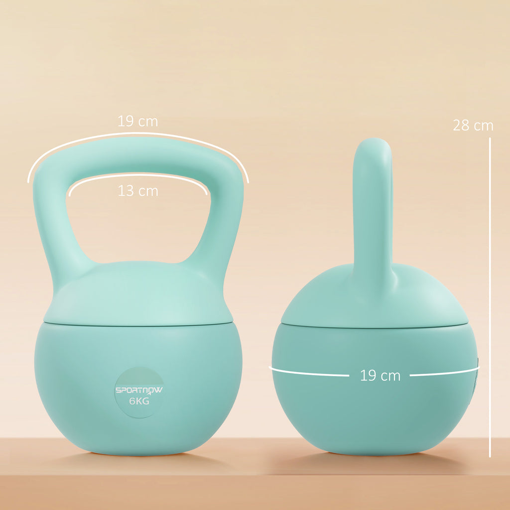 Kettlebell 6 kg haltère avec poignée antidérapante pour fitness musculation cardio, 19 x 19 x 28 cm vert