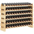 Casier à bouteilles pour 72 bouteilles, étagère à vin avec 6 niveaux modulable et superposable, casier à vin en bois de sapin massif, pour cave, bars, sous-sols, 114x28x85cm, bois naturel