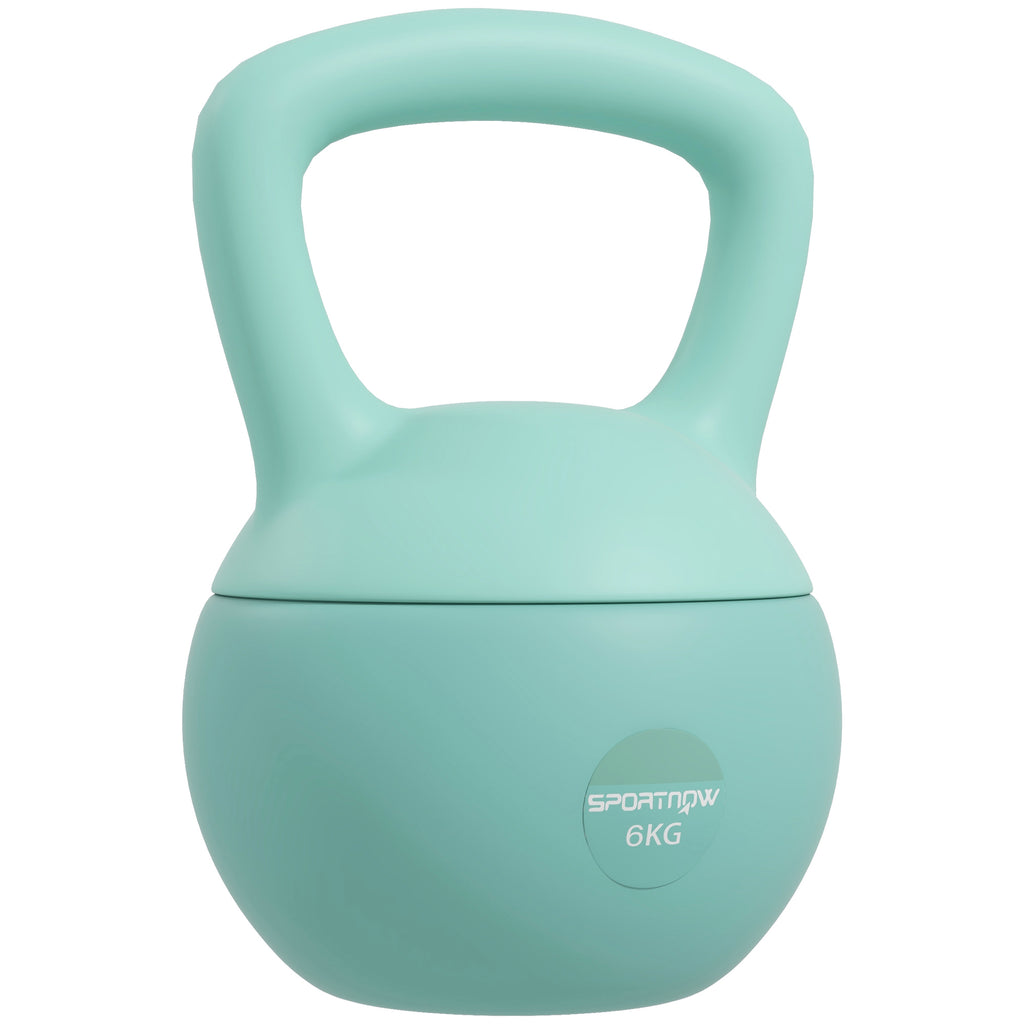 Kettlebell 6 kg haltère avec poignée antidérapante pour fitness musculation cardio, 19 x 19 x 28 cm vert