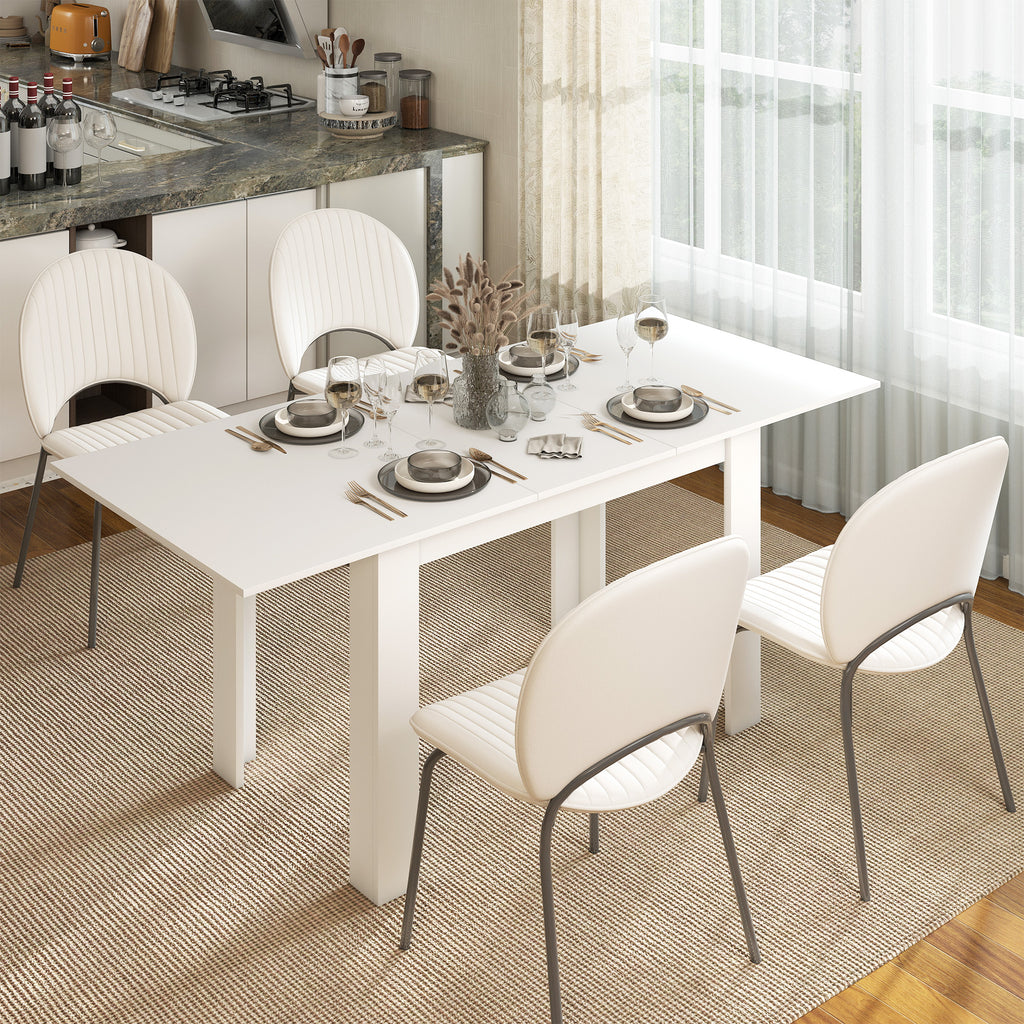 Table à manger extensible, table de cuisine rectangulaire, pour 6-8 personnes, 140-180 x 80 cm, blanc