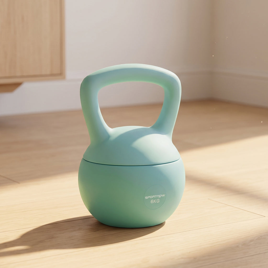 Kettlebell 6 kg haltère avec poignée antidérapante pour fitness musculation cardio, 19 x 19 x 28 cm vert