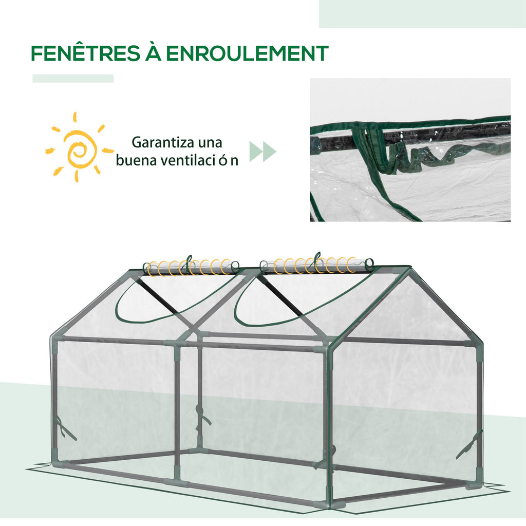 Serre de jardin mini serre 2 fenêtres enroulables couverture en PVC 120 x 60 x 60 cm transparent