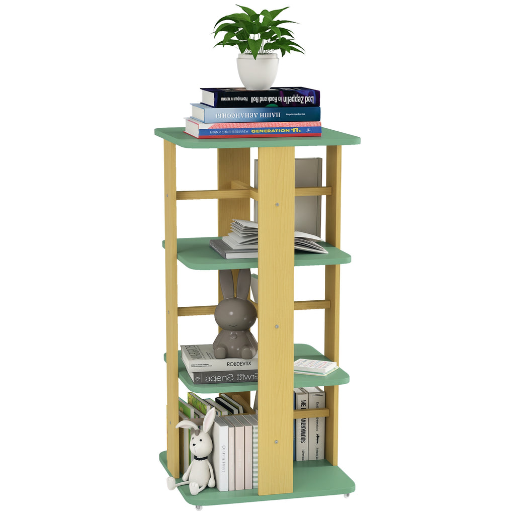 Bibliothèque enfant avec roulettes, rangement livre enfant 3 niveaux pour salle de jeux, chambre d'enfant, vert-9