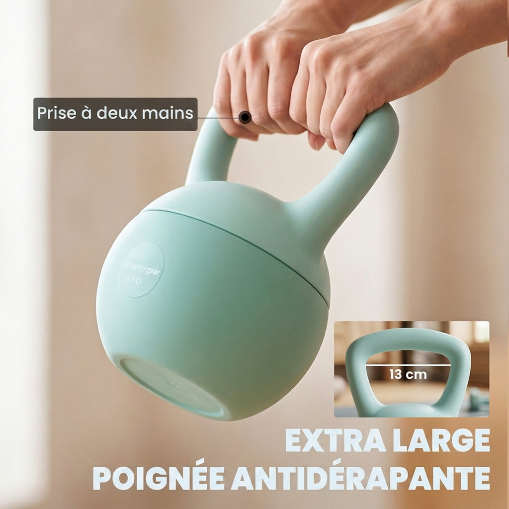 Kettlebell 6 kg haltère avec poignée antidérapante pour fitness musculation cardio, 19 x 19 x 28 cm vert