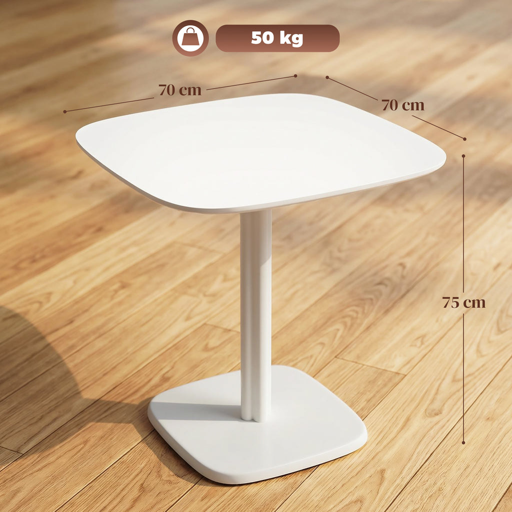 Table à manger pour 4 personne table de cuisine carrée style moderne avec plateau aspect bois, 70 x 70 cm, blanc-2