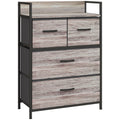 Meuble de rangement style industriel commode 4 tiroirs en tissu pliables et amovibles et 1 étagère 60 x 29 x 85 cm gris