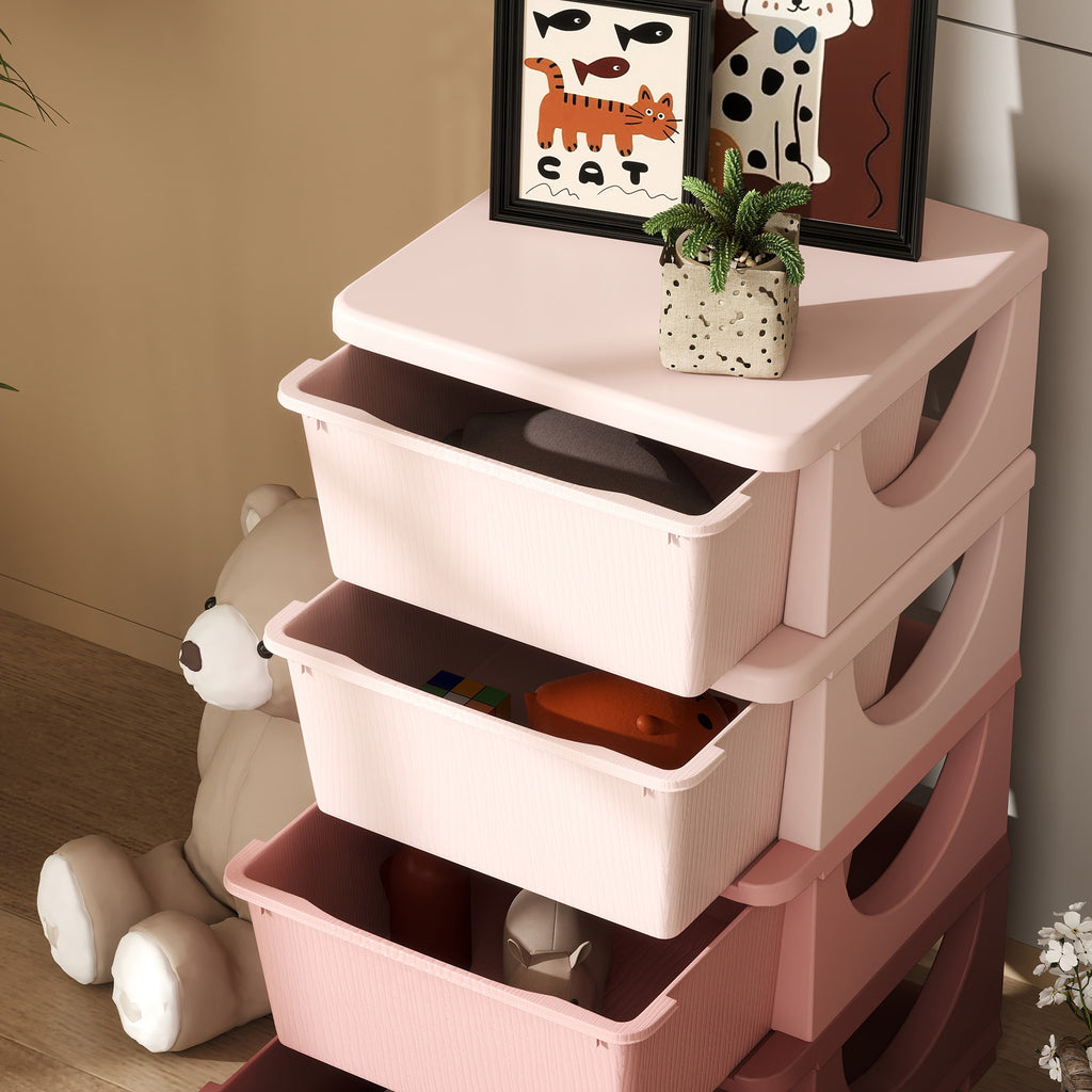 Organisateur de jouets pour enfants avec 4 tiroirs à 4 niveaux, boîtes de rangement en plastique, 37 x 37 x 76 cm, rose-7