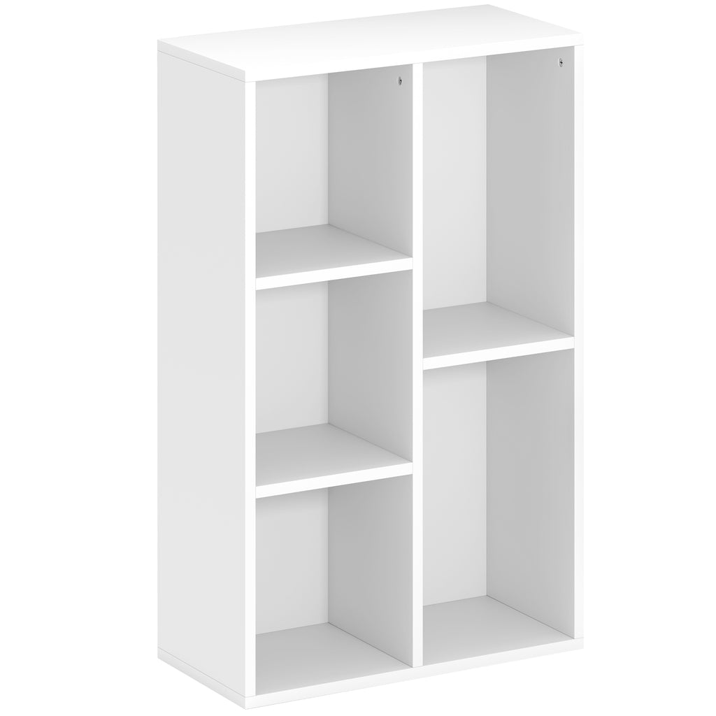 Bibliothèque étagère de rangement avec 5 compartiments, pour salon chambre à coucher bureau, 50x24x80cm, blanc
