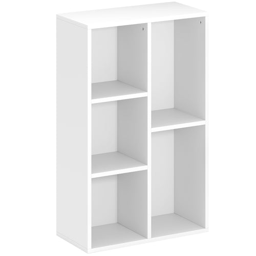 Bibliothèque étagère de rangement avec 5 compartiments, pour salon chambre à coucher bureau, 50x24x80cm, blanc