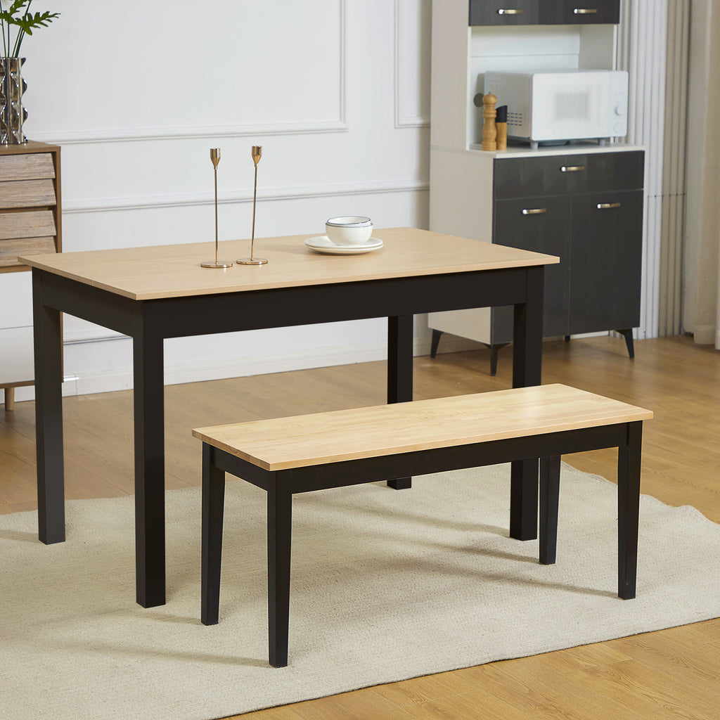 Banc en bois pour 2 personnes bicolore assise naturelle et piètement noir 102 x 36 x 45 cm
