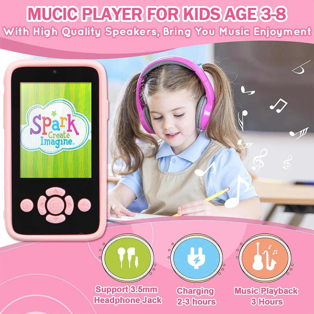 Children Phone Camera Toys Mp3 Music Player Puzzle Games Tooddler Leaning Toys for Girls Boys Age 3-10 Birthday Gifts With 32G