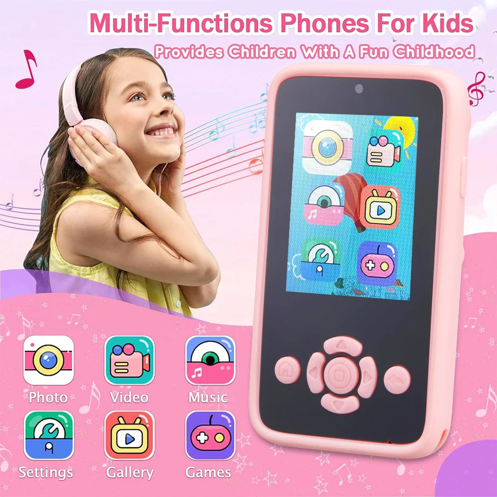 Children Phone Camera Toys Mp3 Music Player Puzzle Games Tooddler Leaning Toys for Girls Boys Age 3-10 Birthday Gifts With 32G