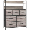 Meuble de rangement commode 7 tiroirs en tissu pliables et amovibles étagères ouvertes, gris