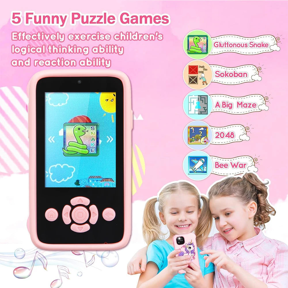 Children Phone Camera Toys Mp3 Music Player Puzzle Games Tooddler Leaning Toys for Girls Boys Age 3-10 Birthday Gifts With 32G