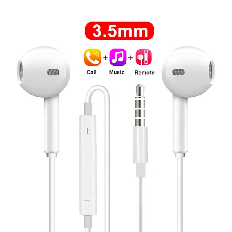 Original Headphones For iPhone 14 13 12 11 Pro Max Lightning Earphones X XS XR 7 8 Plus SE Type-C Wired Bluetooth Earbuds