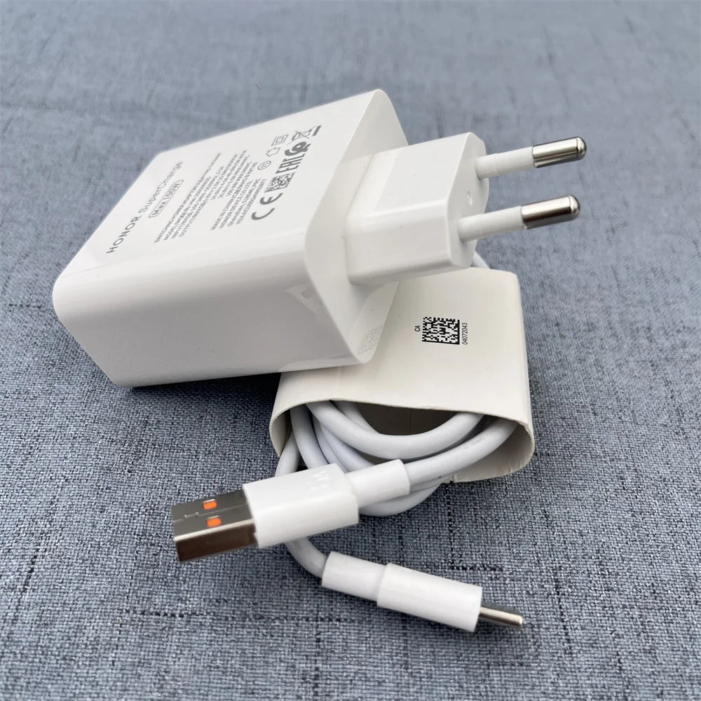 Honor Original 100W SuperCharge Charger Fast Charging EU Plug Adapter 6A Type C Cable For Honor 300 200 100 90 80 Magic 8 7 Pro