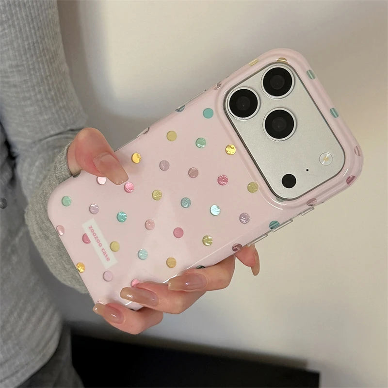 INS Korean Colorful Point Phone Case For Iphone 18 17 17Pro 17ProMax 16Pro 13 14 15 16 Pro Max 15Pro 14ProMax Phone Cover Fundas