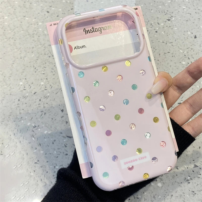INS Korean Colorful Point Phone Case For Iphone 18 17 17Pro 17ProMax 16Pro 13 14 15 16 Pro Max 15Pro 14ProMax Phone Cover Fundas