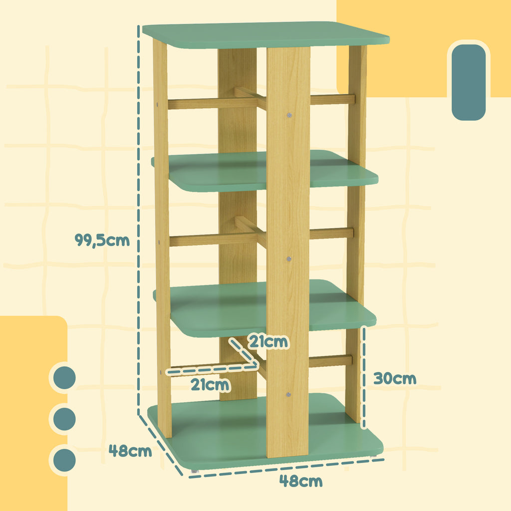 Bibliothèque enfant avec roulettes, rangement livre enfant 3 niveaux pour salle de jeux, chambre d'enfant, vert-2