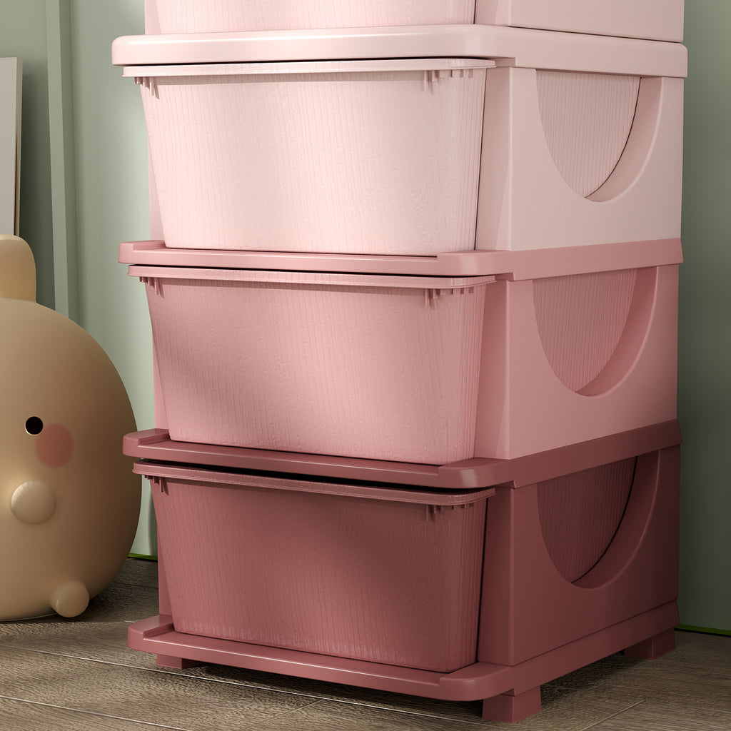 Organisateur de jouets pour enfants avec 4 tiroirs à 4 niveaux, boîtes de rangement en plastique, 37 x 37 x 76 cm, rose-8
