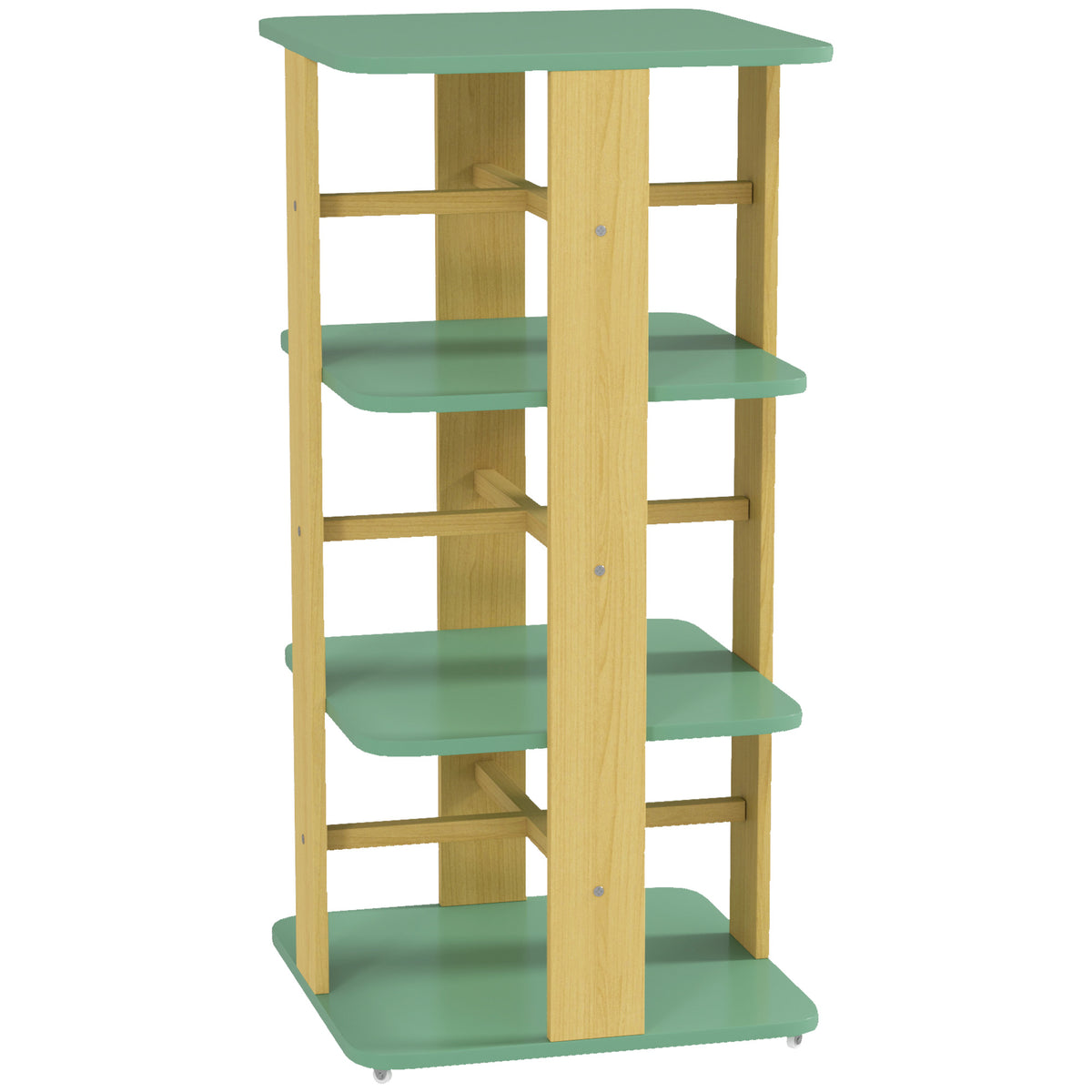 Bibliothèque enfant avec roulettes, rangement livre enfant 3 niveaux pour salle de jeux, chambre d'enfant, vert-0