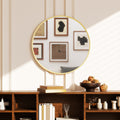 Miroir mural rond Ø 61 cm, cadre en alliage d'aluminium, pour salle de bain, chambre, salon, couloir, doré