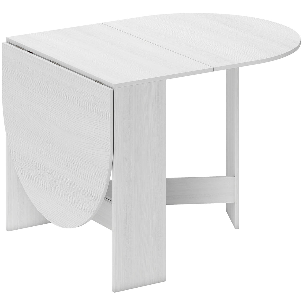 Table à manger pliante, table pliante cuisine ovale jusqu'à 6 personnes, pour petits espaces, salle à manger, blanc