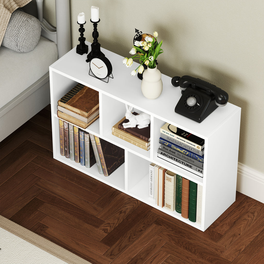 Bibliothèque étagère de rangement avec 5 compartiments, pour salon chambre à coucher bureau, 50x24x80cm, blanc