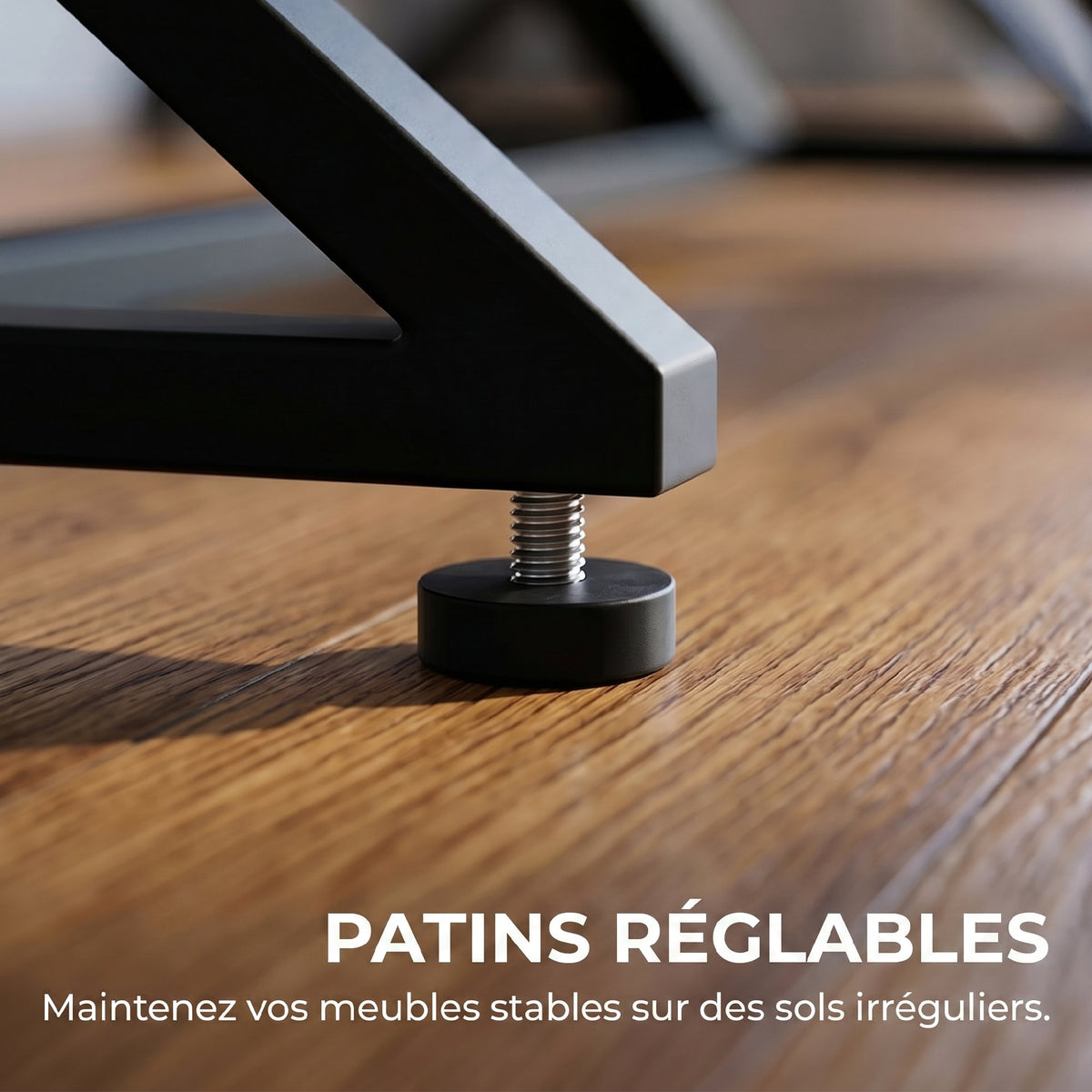 Pieds de table en acier, 60 x 43 cm, lot de 2 pieds de bureau en forme X avec patins réglables et vis, noir
