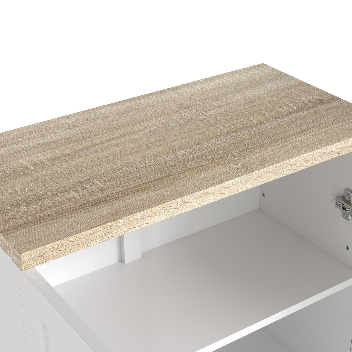 Küchenbuffet mit Schranktüren und verstellbaren Einlegeböden, 60 x 30 x 90 cm, Weiß