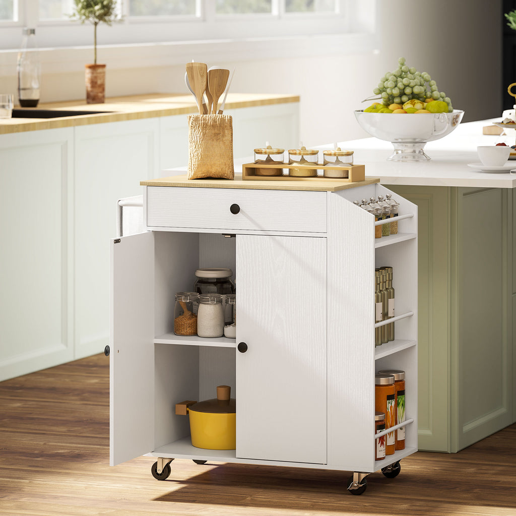 Îlot central cuisine mobile desserte cuisine avec tiroir étagère réglable placard à deux portes 82 x 38 x 86,5 cm blanc