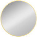 Miroir mural rond Ø 61 cm, cadre en alliage d'aluminium, pour salle de bain, chambre, salon, couloir, doré