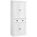 Küchenschrank, Küchenbuffet, Mehrzweckschrank, verstellbare Einlegeböden, 4 Türen, große Schublade, 76,2 x 40,2 x 183 cm, Weiß