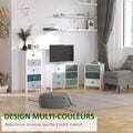 Kommode Aufbewahrungsschrank mit 5 bunten Schubladen und Muschelgriffen aus Metall, MDF – Maße 45L x 30B x 95,4H cm