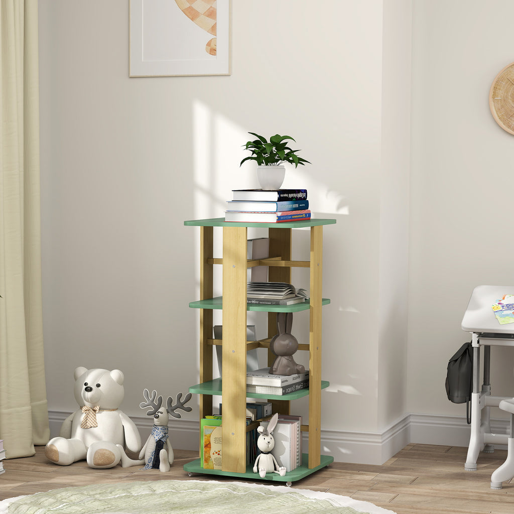Bibliothèque enfant avec roulettes, rangement livre enfant 3 niveaux pour salle de jeux, chambre d'enfant, vert-8