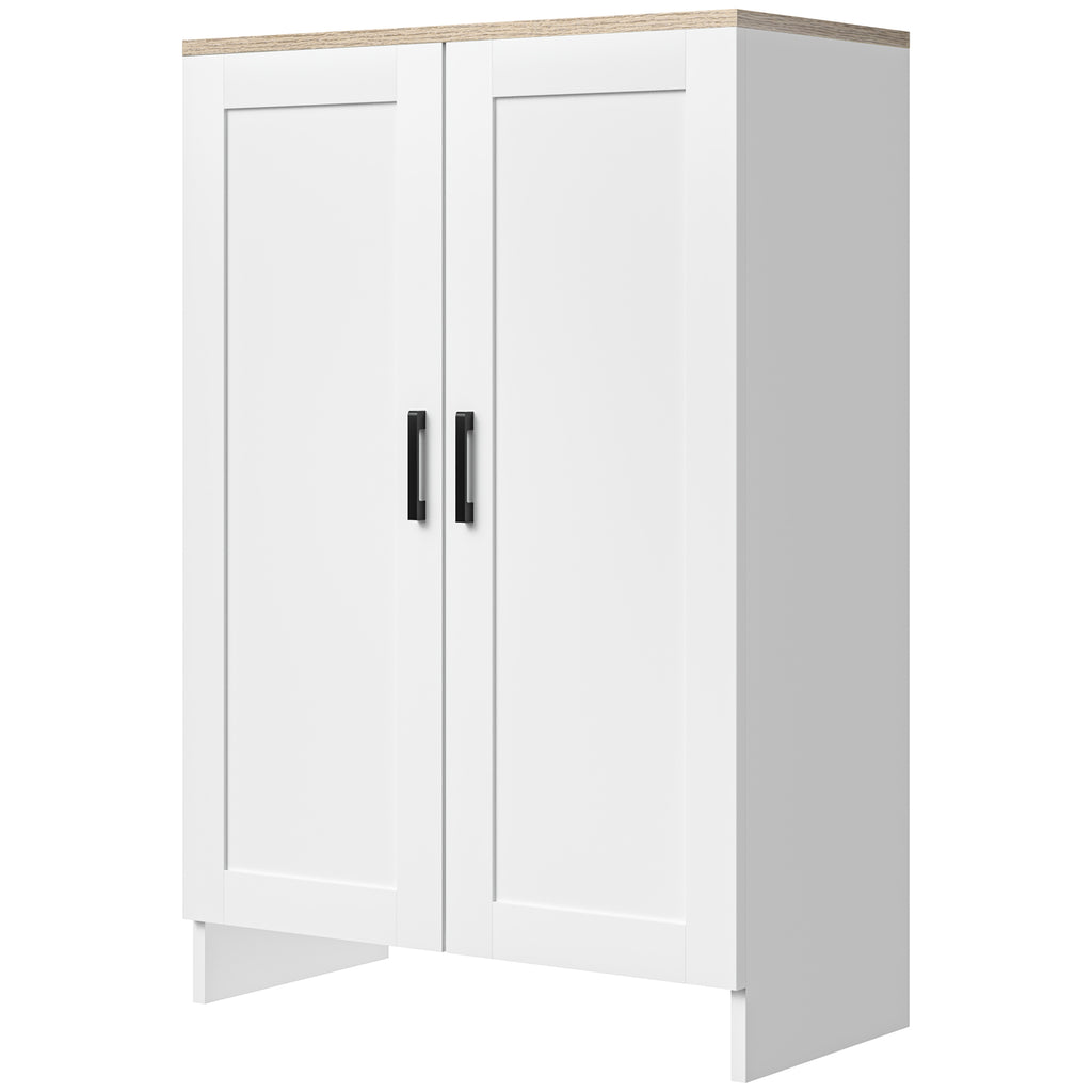 Küchenbuffet mit Schranktüren und verstellbaren Einlegeböden, 60 x 30 x 90 cm, Weiß