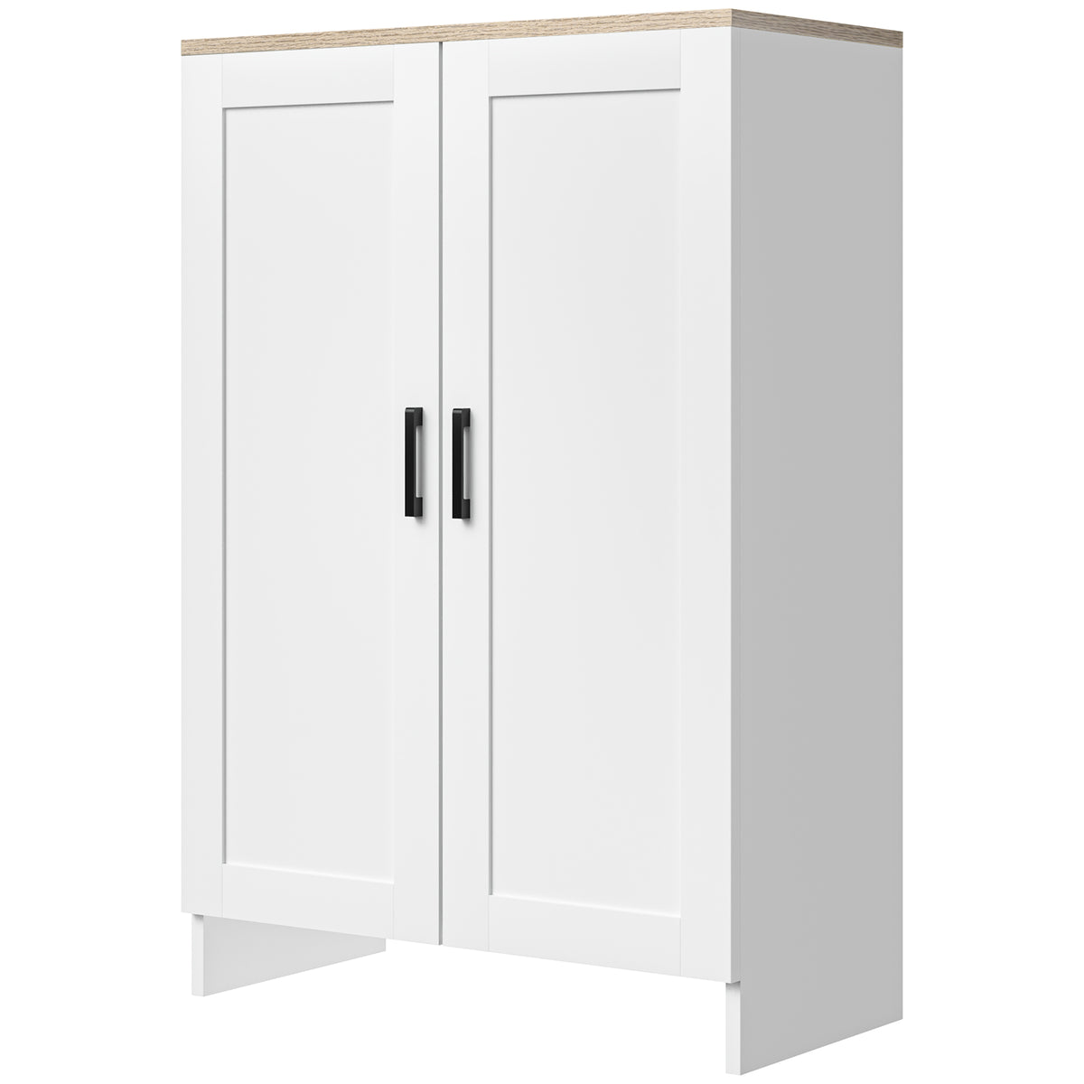 Küchenbuffet mit Schranktüren und verstellbaren Einlegeböden, 60 x 30 x 90 cm, Weiß