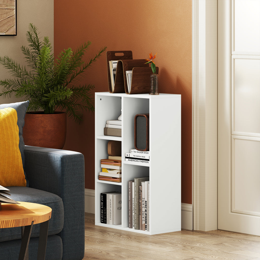 Bibliothèque étagère de rangement avec 5 compartiments, pour salon chambre à coucher bureau, 50x24x80cm, blanc