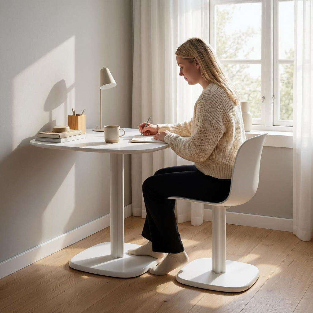 Table à manger pour 4 personne table de cuisine carrée style moderne avec plateau aspect bois, 70 x 70 cm, blanc-8