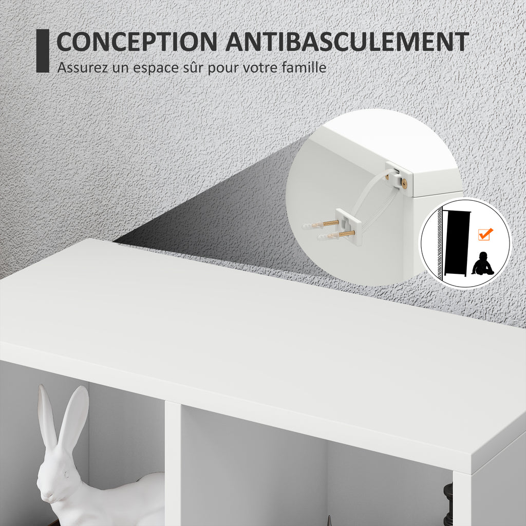 Bibliothèque étagère de rangement avec 5 compartiments, pour salon chambre à coucher bureau, 50x24x80cm, blanc
