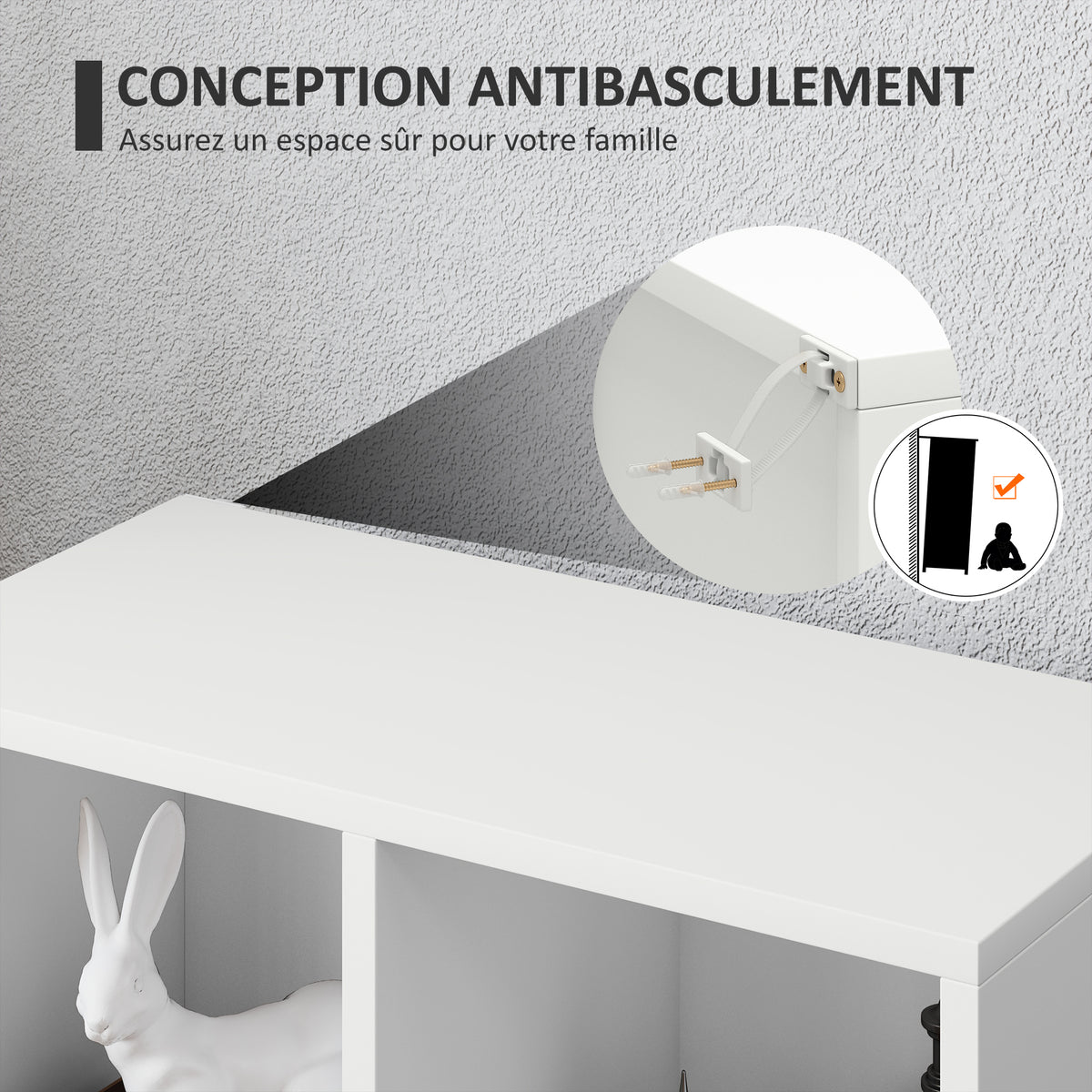 Bibliothèque étagère de rangement avec 5 compartiments, pour salon chambre à coucher bureau, 50x24x80cm, blanc