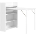 Klappbarer Esstisch, Küchentisch für 3 Personen, mit Klappplatte und 4 Ablagen, 78,5x91x93cm, Weiß