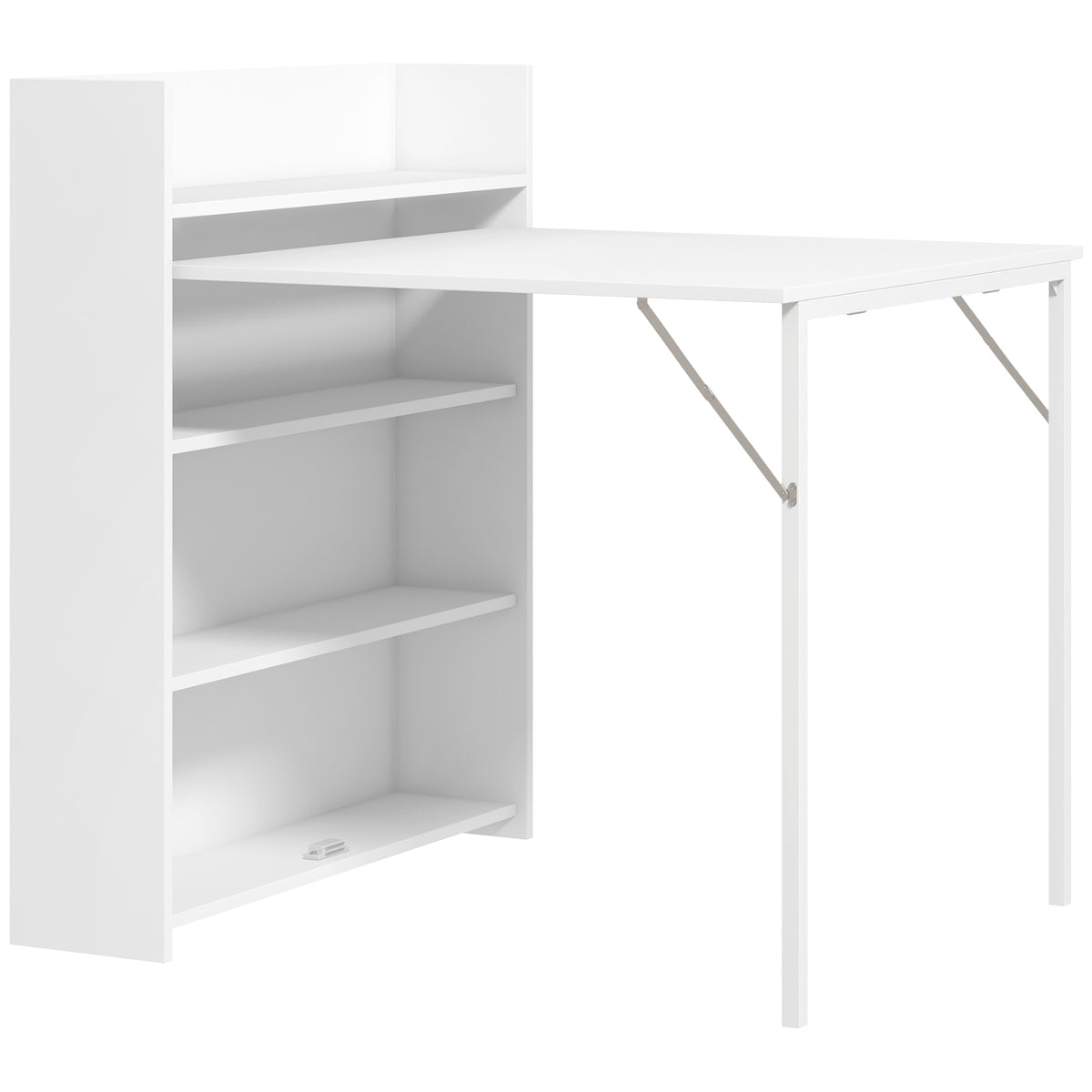 Klappbarer Esstisch, Küchentisch für 3 Personen, mit Klappplatte und 4 Ablagen, 78,5x91x93cm, Weiß