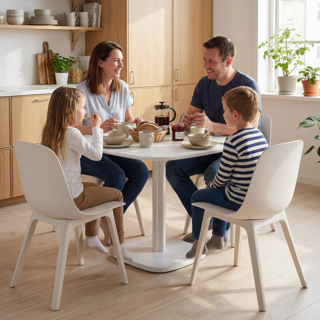 Table à manger pour 4 personne table de cuisine carrée style moderne avec plateau aspect bois, 70 x 70 cm, blanc-6
