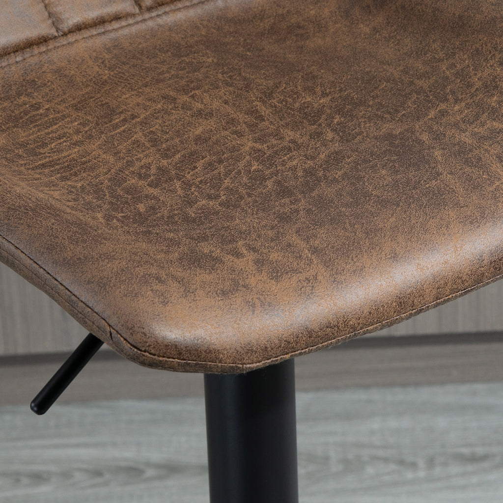 2er-Set Barhocker im Vintage-Stil, höhenverstellbar, drehbar mit Fußstütze, braun